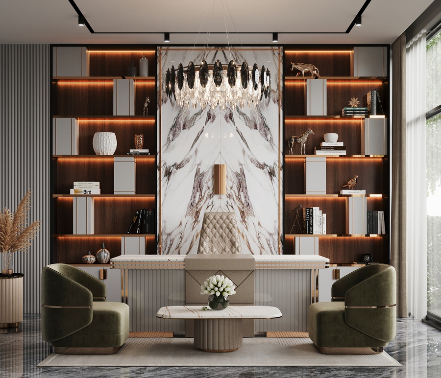 Thiết kế nội thất văn phòng phong cách luxury